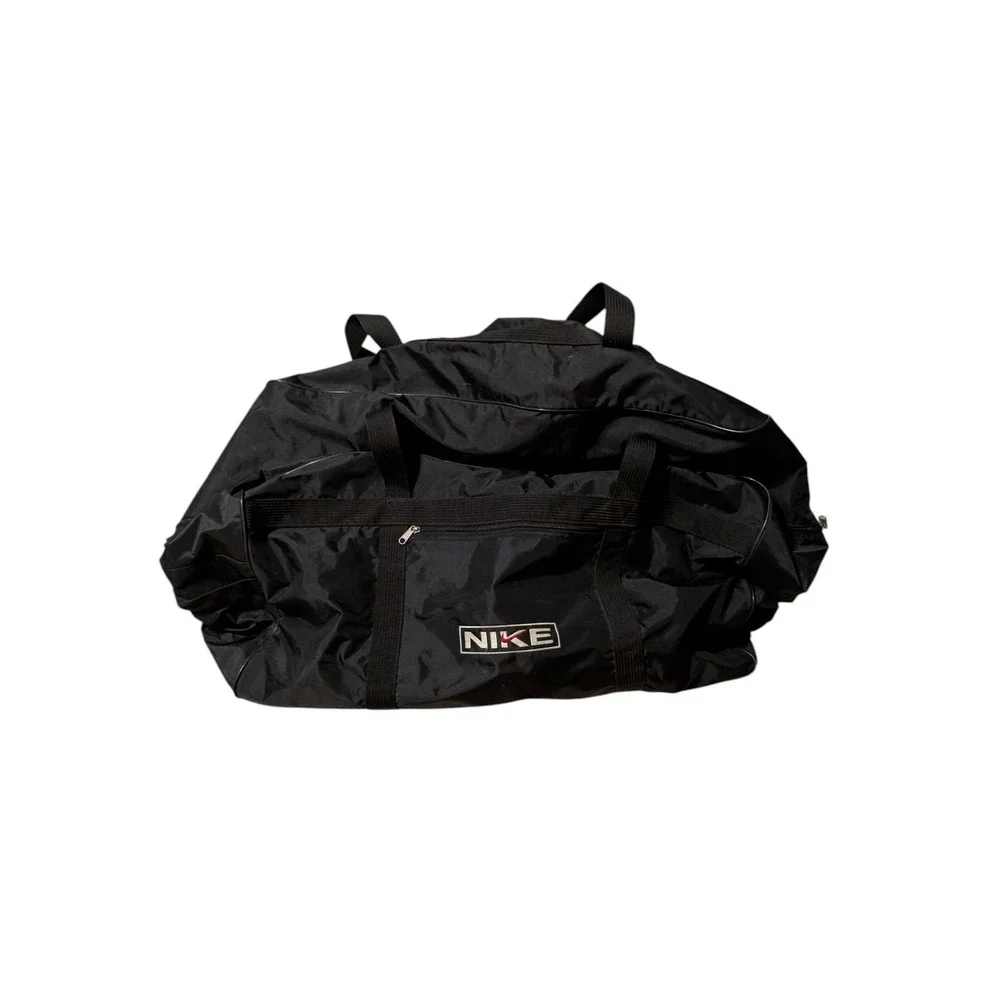 Vintage‎ Nike Duffel Bag 90s Nylon Black Red Swoosh Gym Travel Sports...